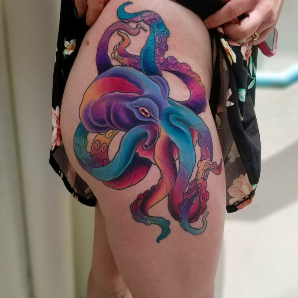 Brandon: Psychedelic Octopus (mostly healed, some fresh)